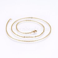 304 Stainless Steel Cable Chains Necklaces, with Lobster Claw Clasps, Golden, 19.7 inch(50cm), 1.5mm(NJEW-F226-04G-05)
