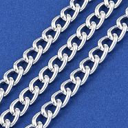 Aluminium Curb Chain, Unwelded, with Spool, Silver, 10x8x2mm, about 114.83 Feet(35m)/Roll(CHA-C003-01S)