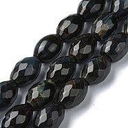 Dyed Natural Tiger Eye Beads Strands, Faceted Oval, Colorful, 14x10mm, Hole: 1.4mm, about 28pcs/strand, 15.63 inch(39.7cm)(G-C135-J01-01)