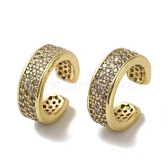 Rack Plating Brass Micro Pave Cubic Zirconia Clip-on Earrings, Long-Lasting Plated, Lead Free & Cadmium Free, Real 18K Gold Plated, 14.5x4.5mm(EJEW-R162-45G)