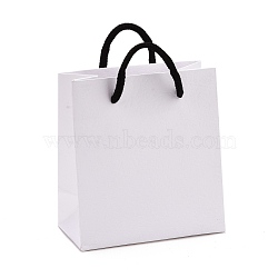 Rectangle Paper Bags, with Handles, for Gift Bags and Shopping Bags, White, 12x11x0.6cm(ABAG-E004-01B)