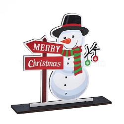 Wood Tabletop Display Decorations, Xmas Table Centerpiece Sign, Christmas Theme, Snowman, Mixed Color, Finished: 200x45x187mm(WOOD-N005-79)