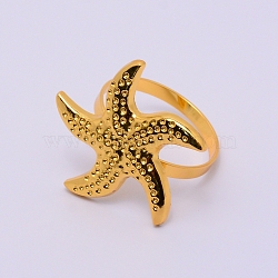 Alloy Napkin Rings, Napkin Holder Adornment, Restaurant Daily Accessiroes, Starfish, Cadmium Free & Lead Free, Golden, 50x52x46mm, Hole: 40mm(PALLOY-WH0079-17G-RS)