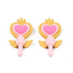 Opaque Resin Cabochons, Heart, Pink, 23.5x13.5x6mm(CRES-S308-070A-01)