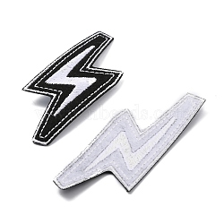 Lightning Bolt Polyester Computerized Embroidery Iron on Patches, Appliques, Black, 105x40x1mm(PATC-WH0001-78E)