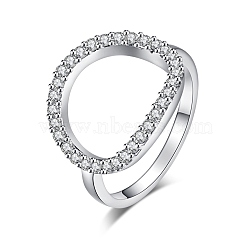 Stainless Steel Finger Rings, with Cubic Zirconia, Stainless Steel Color, Clear, 18mm(RJEW-EE0002-02P-18mm)