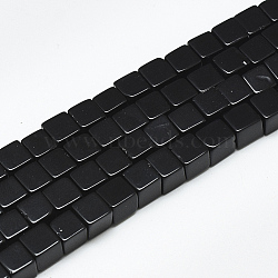 Natural Black Stone Beads Strands, Cube, 6~6.5x6~6.5x6~6.5mm, Hole: 1mm, about 65pcs/strand, 16.1 inch(G-S357-G23)