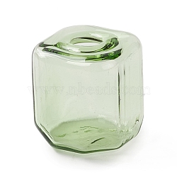 Handmade Blown Glass Bottles, for Glass Vial Pendants Making, Square, Light Green, 16~16.5x14~15x14~14.5mm, Hole: 3.5~6mm(GLAA-B005-02D)