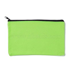 Rectangle Canvas Jewelry Storage Bag, with Black Zipper, Cosmetic Bag, Multipurpose Travel Toiletry Pouch, Light Green, 20x13x0.3cm(ABAG-H108-02E)