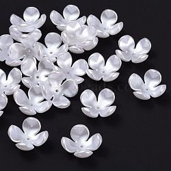 4-Petal ABS Plastic Imitation Pearl Bead Caps, Flower, White, 24x24x11mm, Hole: 2mm, about 200pcs/bag(SACR-R864-Z9)