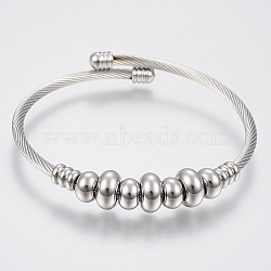 Tarnish Resistant 304 Stainless Steel Torque Bangles, Stainless Steel Color, 56mm(2-1/4 inch)(BJEW-H570-33P)