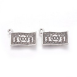 Tibetan Style Zinc Alloy Pendants, Paper Currency, Antique Silver, 21x13x2.5mm, Hole: 1.6mm(PALLOY-F248-055AS)