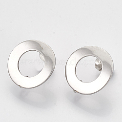 304 Stainless Steel Stud Earring Findings, with Loop, Curved, Ring, Stainless Steel Color, 18mm, Hole: 3mm, Pin: 0.8mm(STAS-Q231-07A)