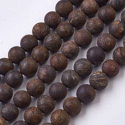 Natural Bronzite Bead Strands, Frosted, Round, 6.5~7mm, Hole: 1mm, about 60pcs/strand, 14.9 inch(38cm)(G-J376-32-6mm)