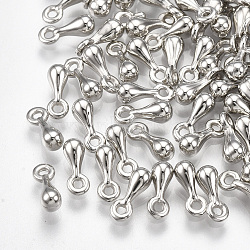 CCB Plastic Charms, Chain Extender Drop, Teardrop, Platinum, 8x3mm, Hole: 1mm(CCB-T006-062P)