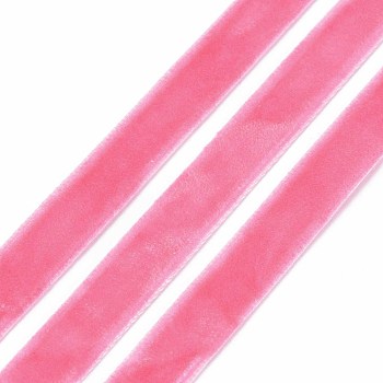 Single Face Velvet Ribbon, Deep Pink, 3/8 inch(9.5~10mm), about 50yards/roll(45.72m/roll)
