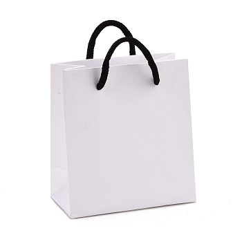 Rectangle Paper Bags, with Handles, for Gift Bags and Shopping Bags, White, 12x11x0.6cm