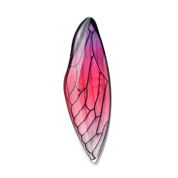 Transparent Epoxy Resin Cabochons, Wing, Deep Pink, 50.5x16x1.7mm