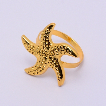 Alloy Napkin Rings, Napkin Holder Adornment, Restaurant Daily Accessiroes, Starfish, Cadmium Free & Lead Free, Golden, 50x52x46mm, Hole: 40mm