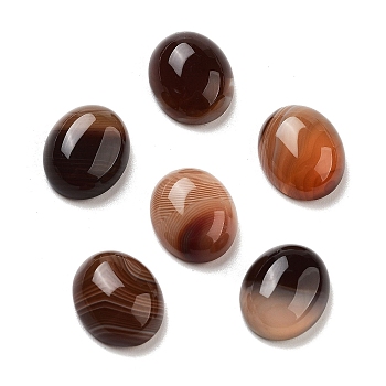 Dyed & Heated Natural Banded Agate Cabochons, Oval, Coconut Brown, 12x10x4.5mm