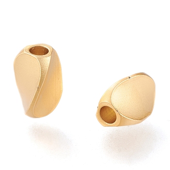 Brass Beads, Long-Lasting Plated, Matte Style, Twist, Real 18K Gold Plated, 8x5.5x5mm, Hole: 2mm