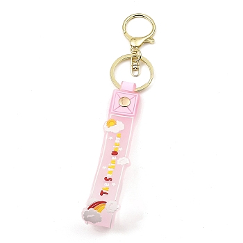 Cloud PVC Rope Keychains, with Zinc Alloy Finding, for Bag Quicksand Bottle Pendant Decoration, Pink, 17.5cm