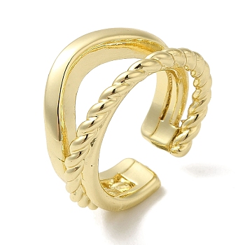 Brass Open Cuff Rings, Twisted Ring for Women, Real 18K Gold Plated, US Size 5 3/4(16.3mm), 7~11mm