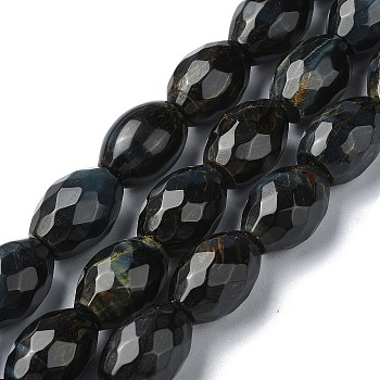 Dyed Natural Tiger Eye Beads Strands, Faceted Oval, Colorful, 14x10mm, Hole: 1.4mm, about 28pcs/strand, 15.63 inch(39.7cm)