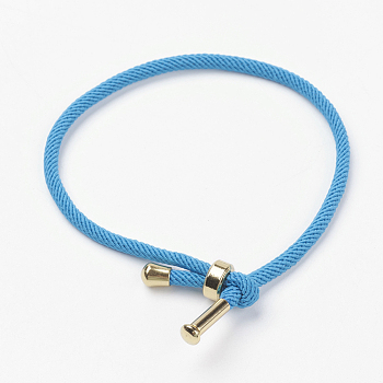 Cotton Twisted Cord Bracelet Making, with Stainless Steel Findings, Golden, Deep Sky Blue, 9 inch~9-7/8 inch(23~25cm), 3mm