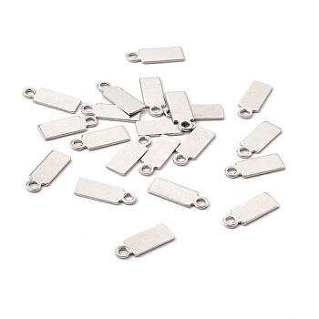 304 Stainless Steel Charms, Rectangle, Stainless Steel Color, 11x4x0.5mm, Hole: 1.4mm