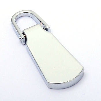 Zinc Alloy Zipper Slider, for Garment Accessories, Silver, 35.9x12.7x0.33cm, Hole: 0.8x0.6cm