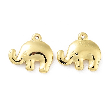 304 Stainless Steel Pendants, Real 18K Gold Plated, Elephant, 17x20x4.5mm, Hole: 1.5mm
