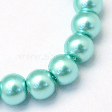 Baking Painted Pearlized Glass Pearl Round Bead Strands(X-HY-Q330-8mm-65)-2