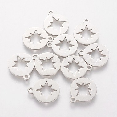 Stainless Steel Color Flat Round 201 Stainless Steel Charms