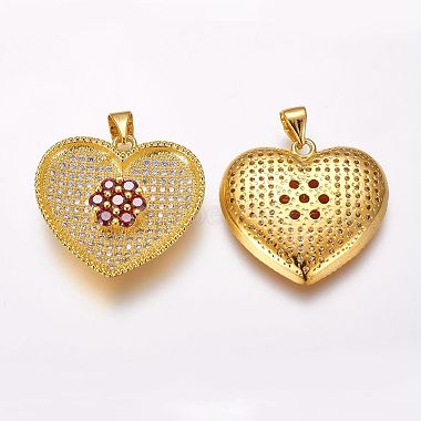 Golden Heart Brass+Cubic Zirconia Pendants