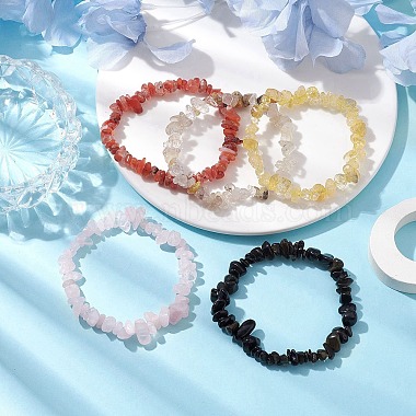 12 Constellation Natural Mixed Gemstone Chip Beaded Stretch Bracelets Sets for Women Men(BJEW-JB10264-06)-5