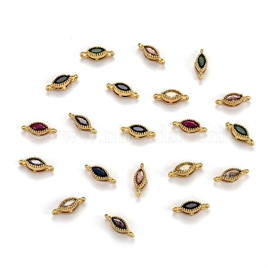 Real 18K Gold Plated Mixed Color Horse Eye Brass+Cubic Zirconia Links
