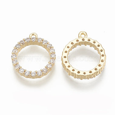 Real Gold Plated Clear Ring Brass+Cubic Zirconia Charms