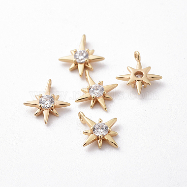 Real Gold Plated Clear Star Brass+Cubic Zirconia Charms