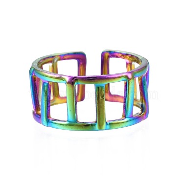 304 Stainless Steel Rectangle Cuff Ring(RJEW-N038-086)-2
