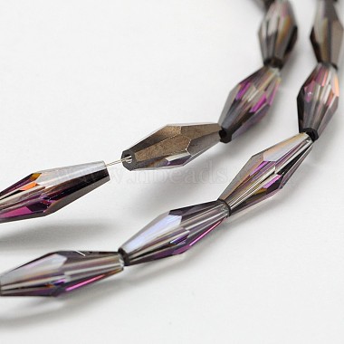 Faceted Half Plated Rice Electroplated Glass Beads Strands(EGLA-F103-01C)-2