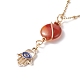 5Pcs 5 Style Moon and Star Planet Natural Red Agate Pendant Necklaces Set(NJEW-JN03937)-4