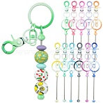 11Pcs 11 Colors Gradient Color Alloy Beadable Bar Keychain for DIY Crafts Jewelry Making, with Lobster Claw Clasps, Mixed Color, 11cm, Pin: 77x8.5mm, 1pc/color(KEYC-CJ0001-10)