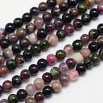Natural Multicolor Tourmaline Round Bead Strands, 4mm, Hole: 1mm, about 98pcs/strand, 15.5 inch(G-I162-01-4mm)