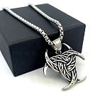 European 304 Stainless Steel Viking Trinity Knot Pendant Necklaces, Stainless Steel Color, 23.62 inch(60cm)(ND3231)