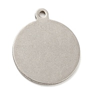 304 Stainless Steel Pendants, Stamping Blank Tag, Flat Round Charm, Stainless Steel Color, 23.5x20x1mm, Hole: 1.8mm(STAS-G318-07P)