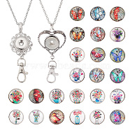 DIY Flower & Butterfly Interchangeable Snap Button Office Lanyard Making Kit, Including Alloy Rhinestone Snap Keychain Making, 304 Stainless Steel Cable Chains Necklaces, Glass Snap Buttons, Mixed Color, 749mm(DIY-SC0021-01)