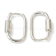 Brass Huggie Hoop Earrings, Long-Lasting Plated, Rectangle with Column, Platinum, 20x13x2mm, Pin: 1mm(EJEW-L234-028P)