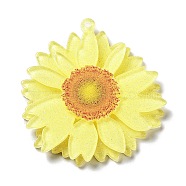 Printed Transparent Acrylic Pendants, 3D Flower Charms, Yellow, 42.5x40x4mm, Hole: 1.5mm(SACR-P029-B04)