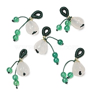 Natural Jade Bell Pepper Pendant Decorations, Natural Green Onyx Agate Round Tassel Ornament, Real 14K Gold Plated, 29~32mm, Hole: 3x4mm(G-G008-04G)